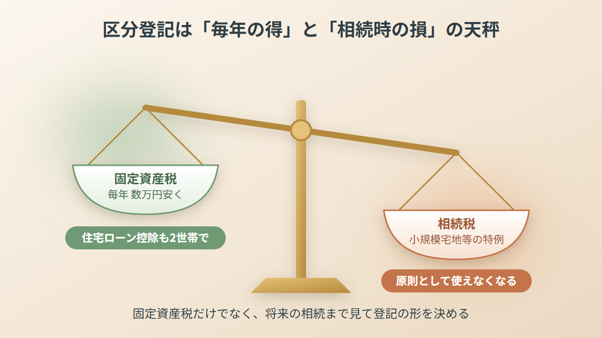 区分登記の代償は、相続税の小規模宅地等の特例が原則使えなくなること